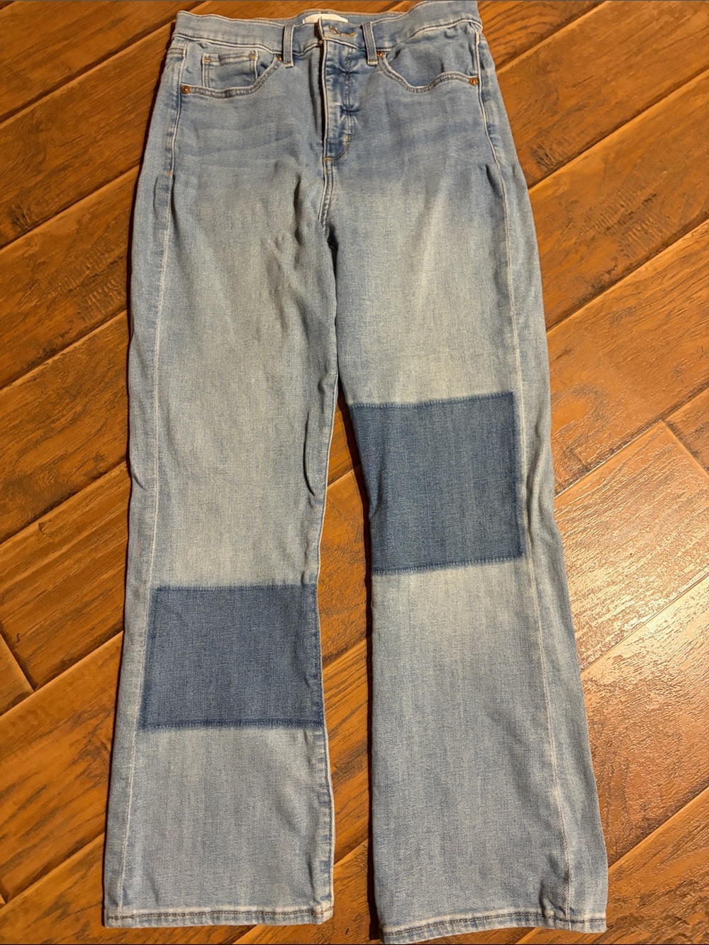 LOFT Light Blue Jeans with Dark Blue Patch Accents